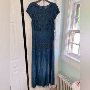 NWT Adrianna Papell Beaded/sequined Long Dress Blue